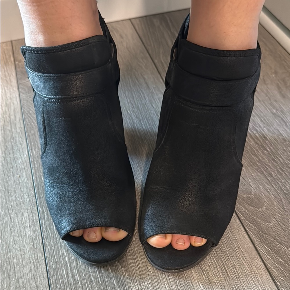 Fergalicious Black Peep Toe Ankle Boots